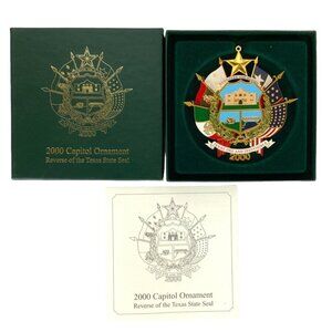2000 Texas Capitol Ornament Reverse Seal Collectible Christmas Holiday Decor